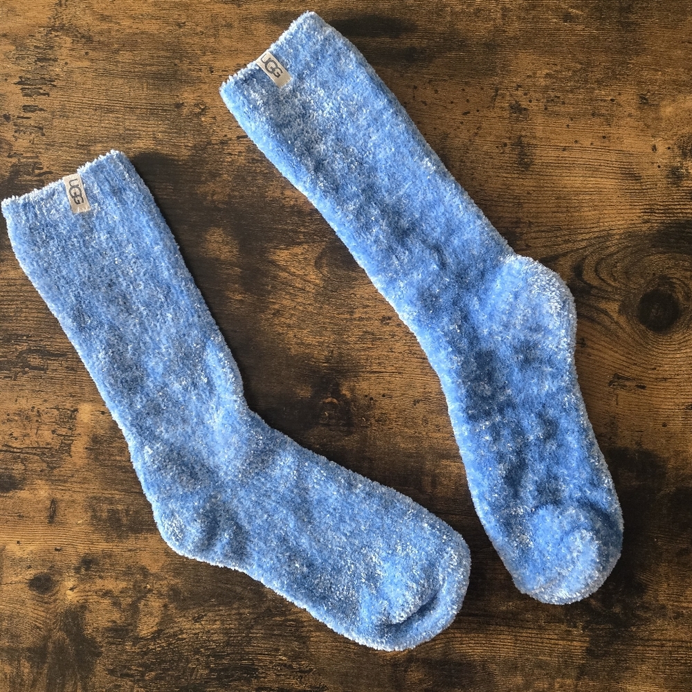 New UGG Baby Blue Sparkle Fuzzy Socks